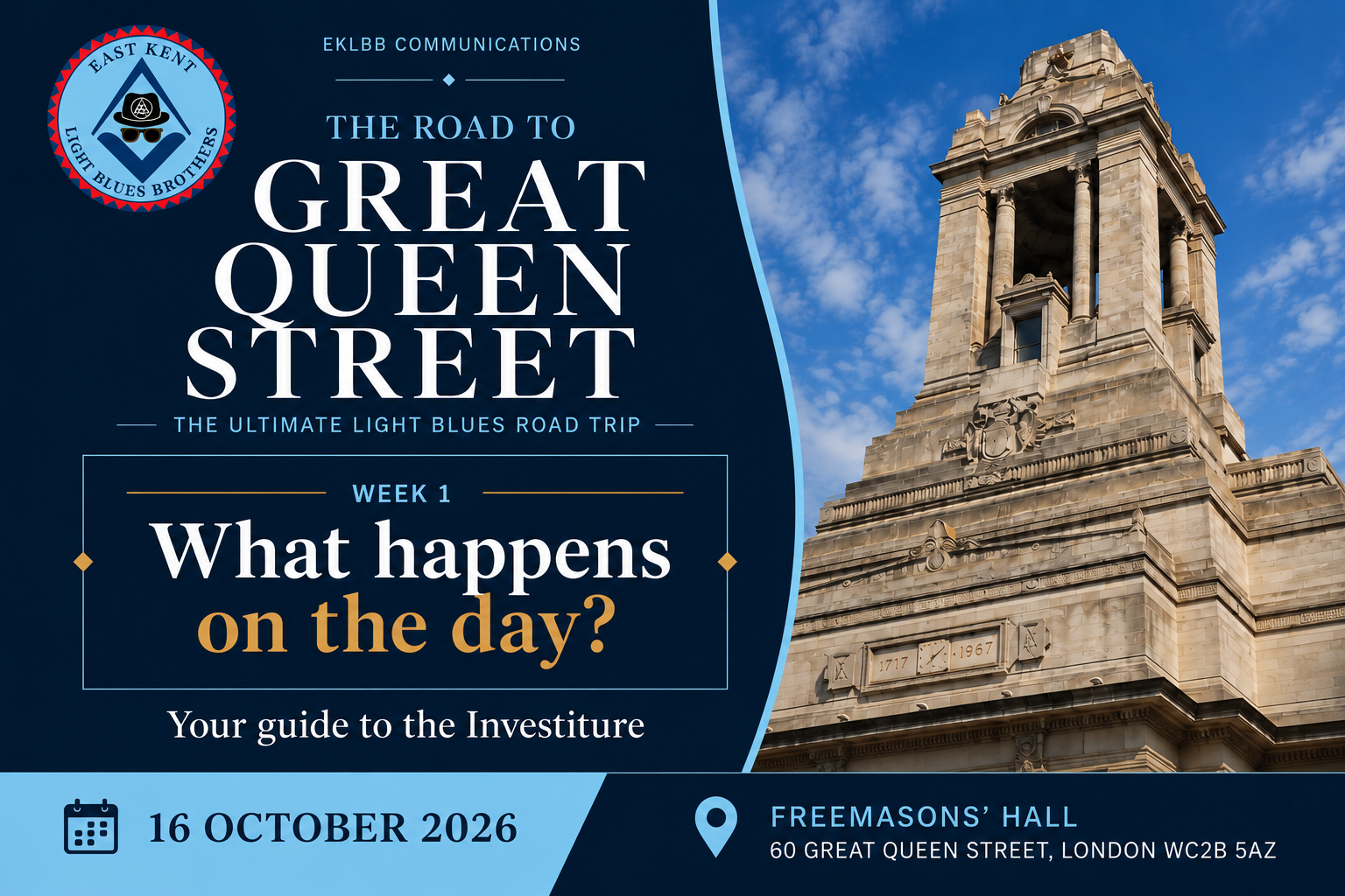 The Freemasons’ Hall tower, from the Road to Great Queen Street campaign